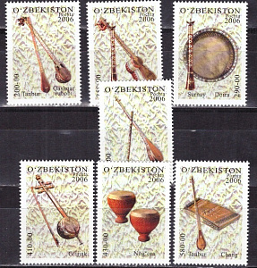 Узбекистан, 2006, Музыкальные Инструменты, 7 марок Узбекистан, 2006, Музыкальные Инструменты, 7 марок